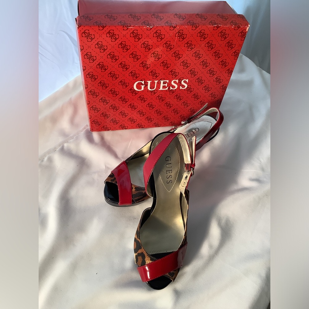 GUESS Leopard & Red Patent Leather. WORN ONLY ONE TIME! - Picture 4 of 7